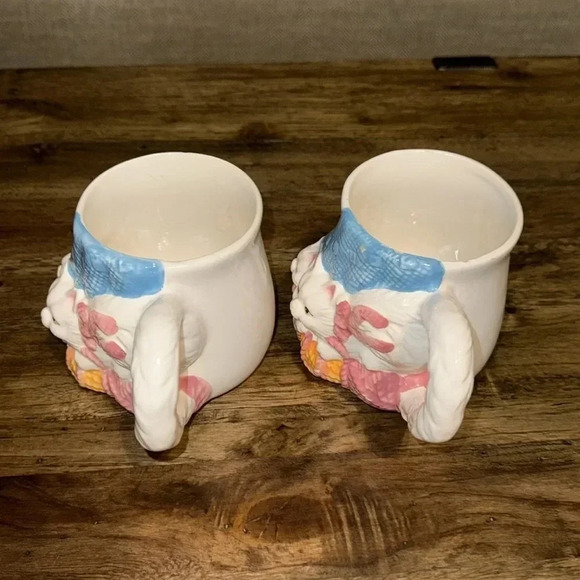 2 Vintage 3D Cats/Kittens Coffee/Tea Mugs/Cups Set of 2 Collectible PMC - Picture 8 of 16